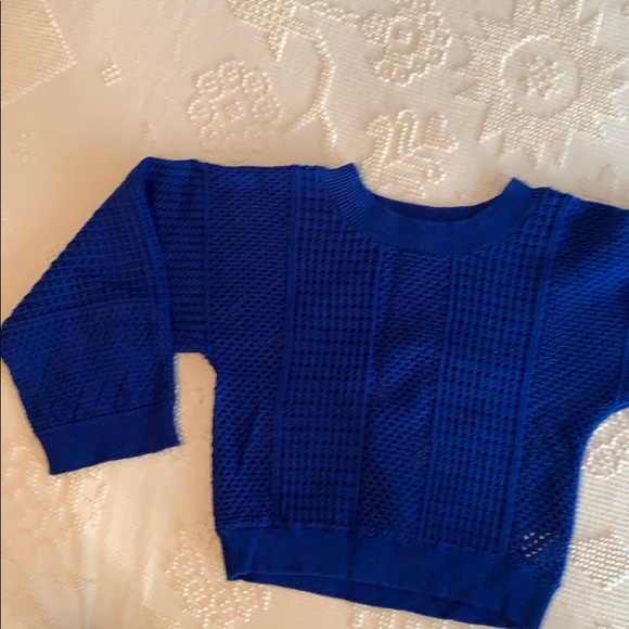 Blue perforated, crop sweater - Picture 1 of 4